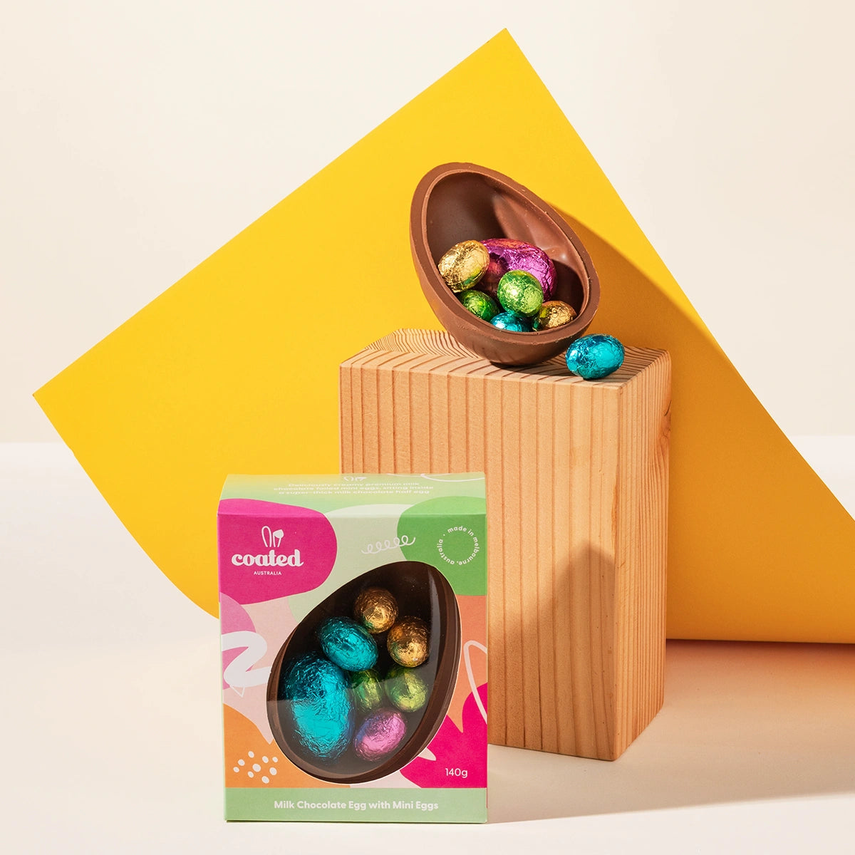 Half Large Easter Egg, filled with mini easter egg chocolates