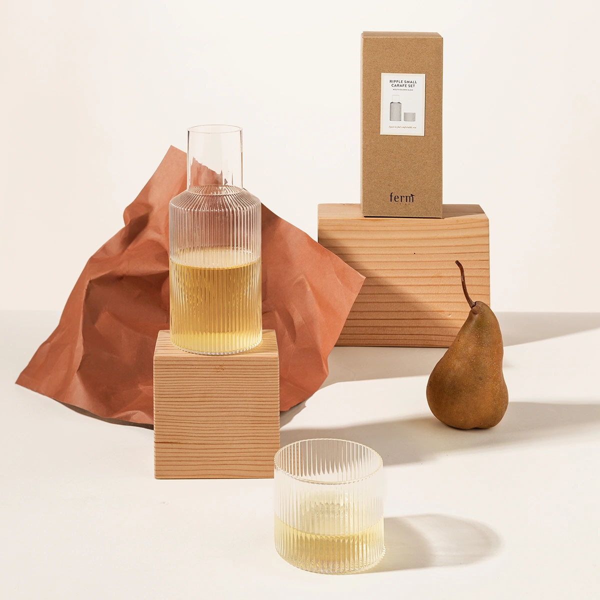 Ferm Living Ripple Carafte Set (with Carafe and Glass)