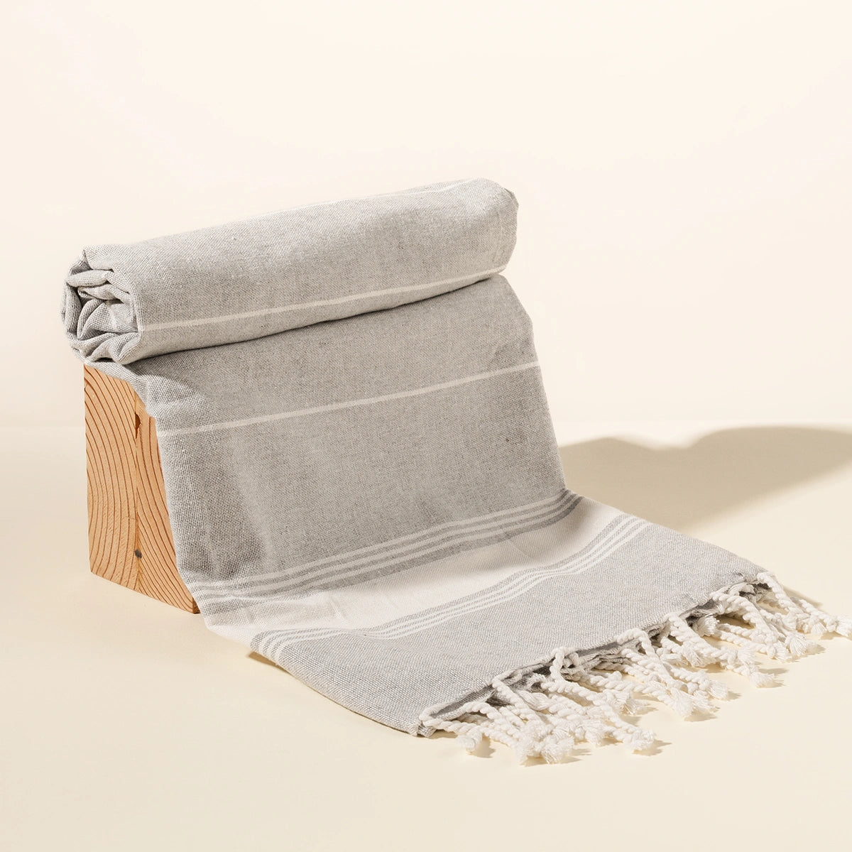 Turkish beach towel with grey and white stripes