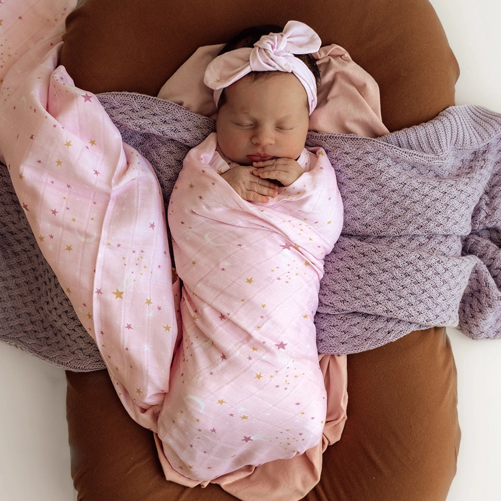Baby Wrapped In Organic Swaddle Wrap
