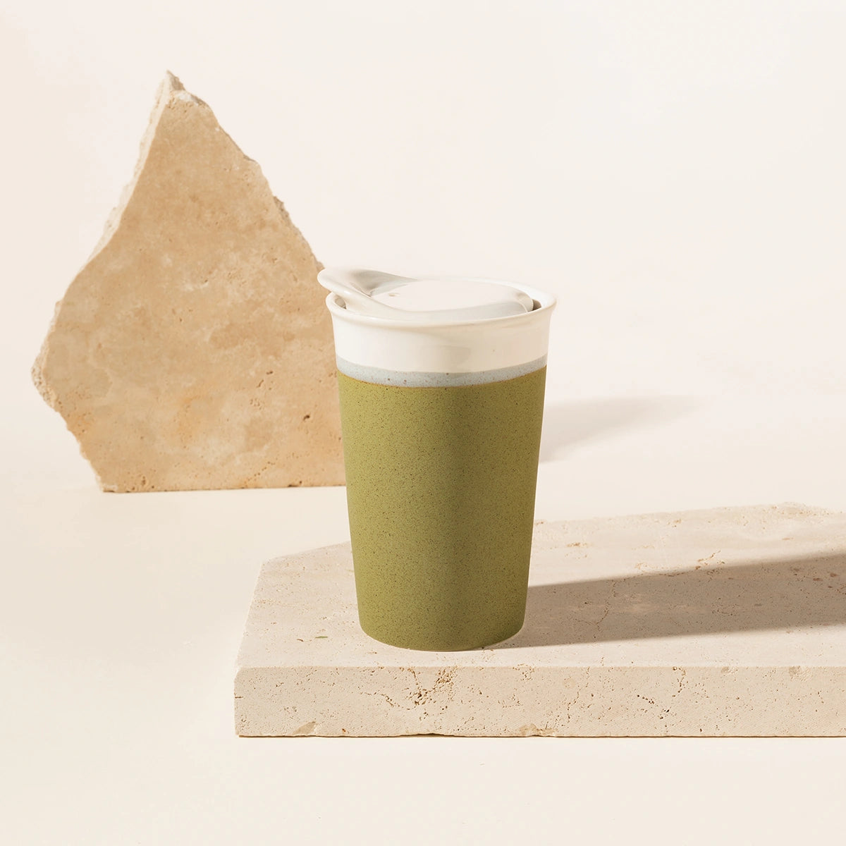 Olive green ceramic keep cup