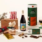 Gourmet Christmas gift hamper with wine, chocolate, Christmas pudding and fairy floss