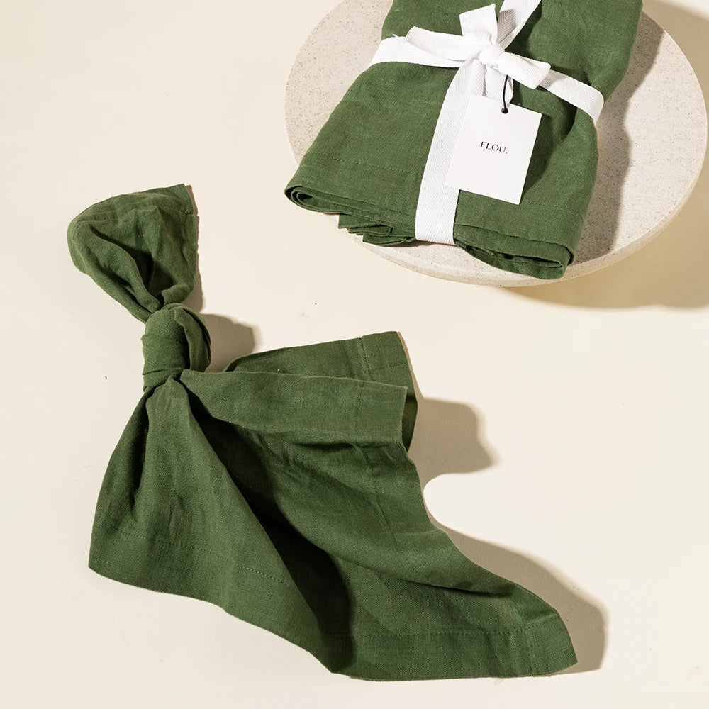 FLOU Olive Linen Napkins from Good Day People.