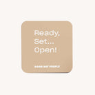 Beige Good Day People with 'Ready, Set... Open!' text on a white background