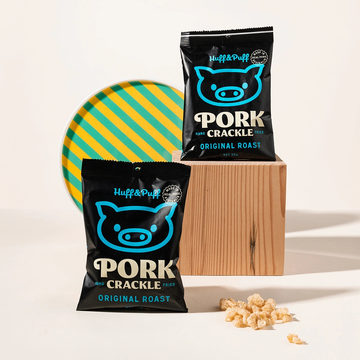 2 x packs of Huff & Puff pork crackle