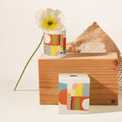 Slowdown Studio Elwood Scented Candle with notes of pine needle, eucalyptus, lemon myrtle, patchouli and sandalwood. Comes in an artful jar that can be used as decor. 