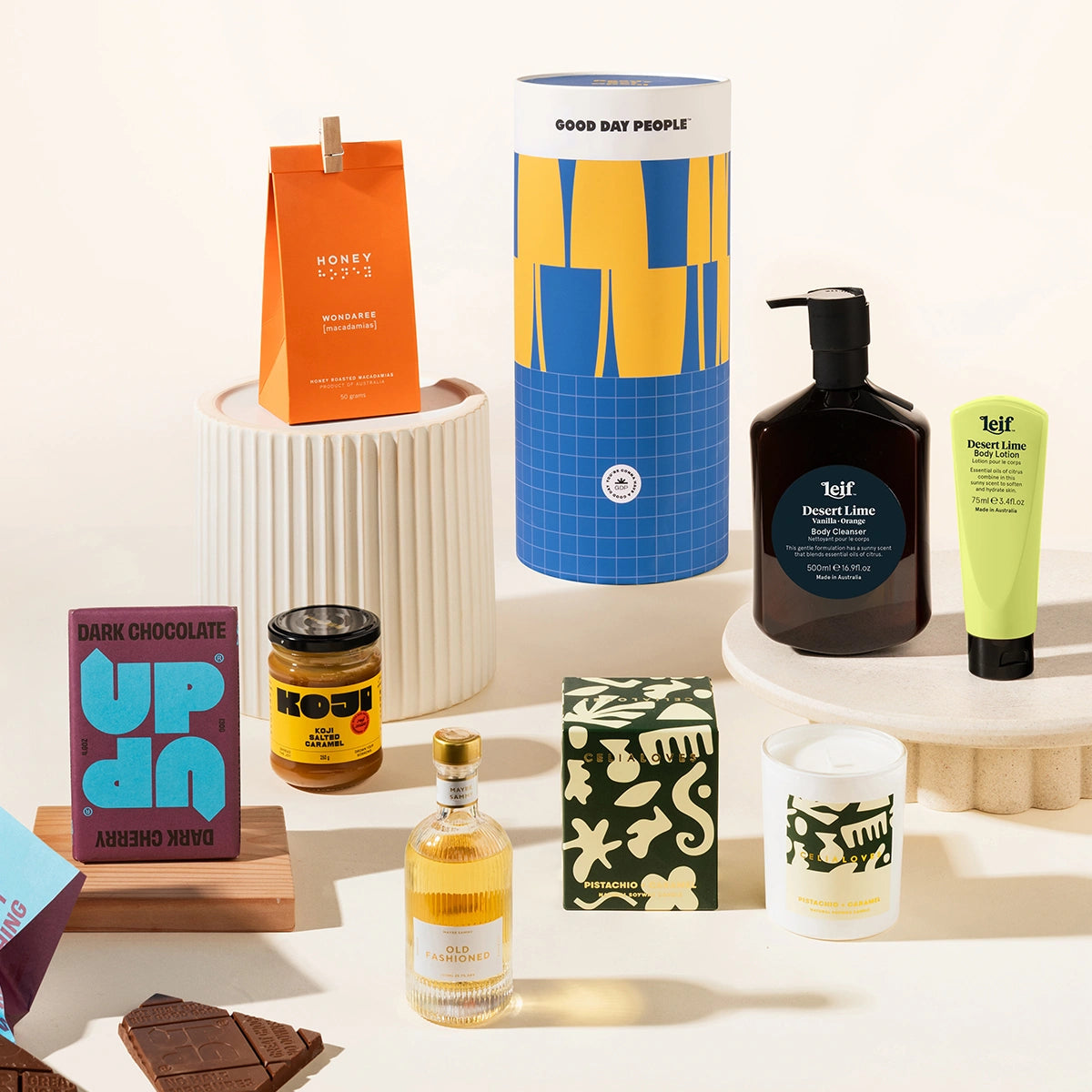 Trivia Olivia Luxury Gift Hamper with treats, a candle and a body wash and lotion set